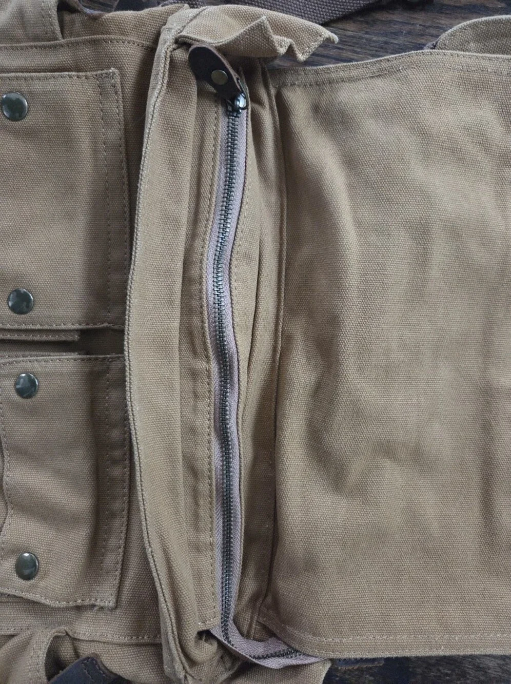 S.C. Cotton Vintage Military Style Canvas & Leather Messenger Bag Khaki